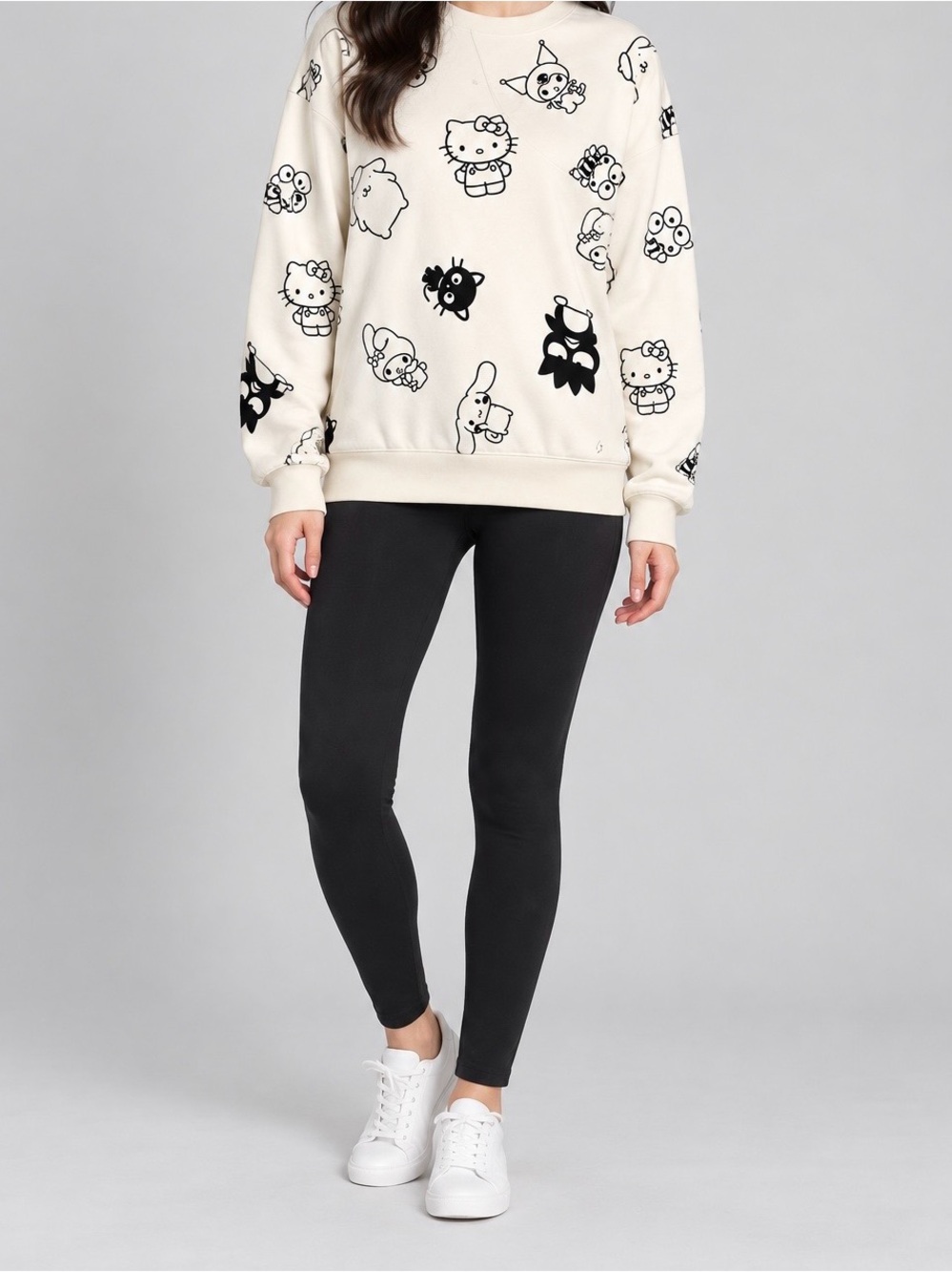 Sanrio Hello Kitty And Friends Tan All-Over Print Sweatshirt.  Size XS